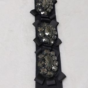 WHBM Black Embellished Snap Stretch Belt